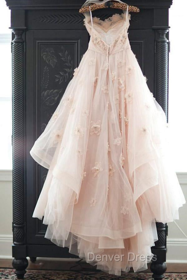 Vintage Strapless Sweetheart Neckline Flower Tulle Wedding Dresses
