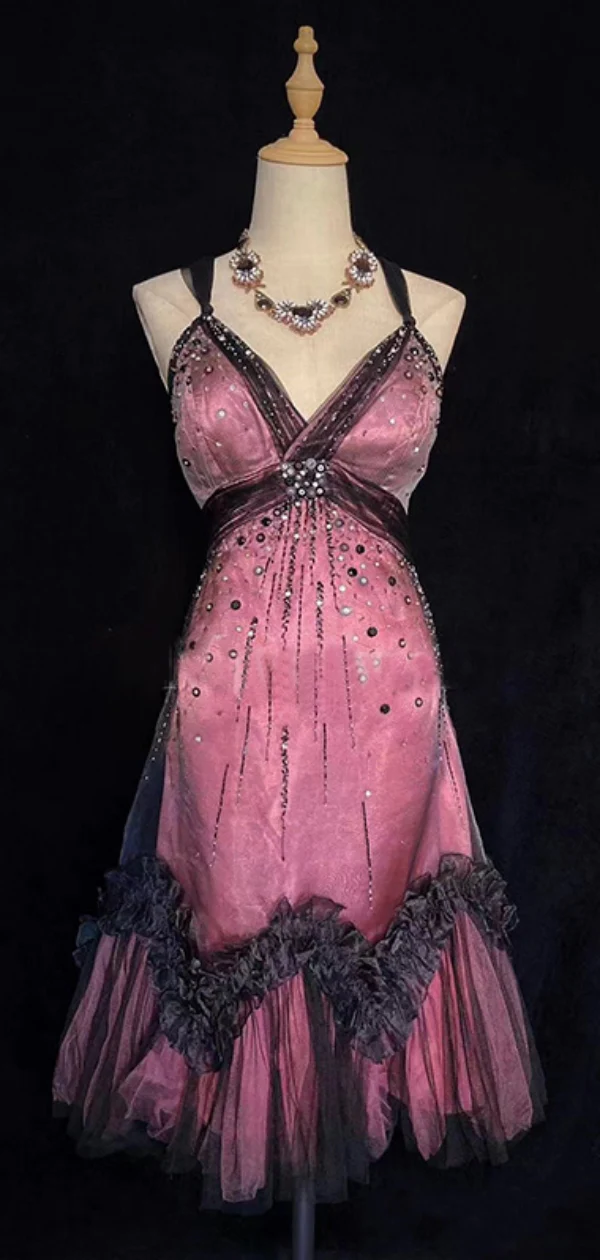 Vintage Tulle Beaded A Line Birthday Dress Spaghetti Straps Homecoming Dress Cocktail Dresses Secondary image