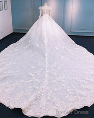 Vintage Wedding Dress Ball Gown Lace Puffy Sleeves