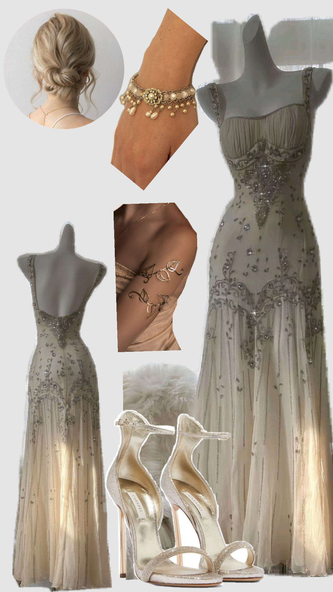 Vintage Ivory Beaded Chiffon Mermaid Prom Dresses