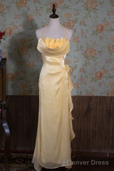 Vintage Yellow Halter Neck Floral Prom Gown Fairy Princess Prom Dress