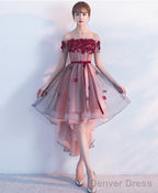 High Low Lace Tulle Off Shoulder Prom Dress Homecoming Dresses