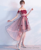 High Low Lace Tulle Off Shoulder Prom Dress Homecoming Dresses
