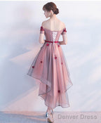 High Low Lace Tulle Off Shoulder Prom Dress Homecoming Dresses