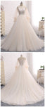 Wedding Dress, Appliqued Floral Long Sleeve Lace Bridal Gowns Prom Dress
