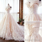 Wedding Dress Long Tulle Prom Dress With Lace Off The Shoulder