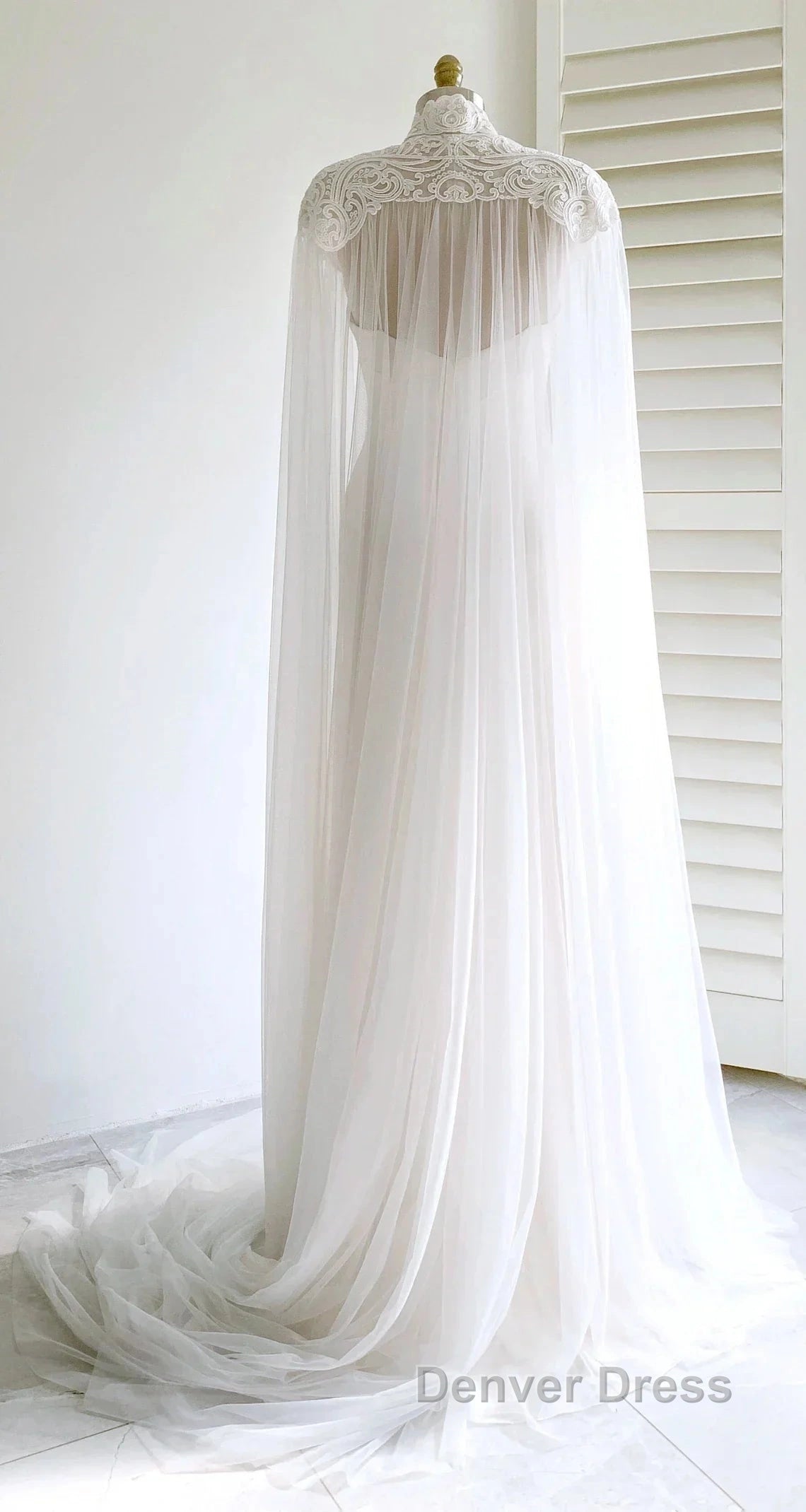 Weitese Dress Prom Dress Stores White Bridal Long Tulle Cape Sleeves With Embroidered Lace Appliques Long Wedding Dress Prom Dress Prom Wear Dresses Secondary image