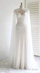 Weitese Dress Prom Dress Stores White Bridal Long Tulle Cape Sleeves With Embroidered Lace Appliques Long Wedding Dress Party Dress Formal Wear Dresses