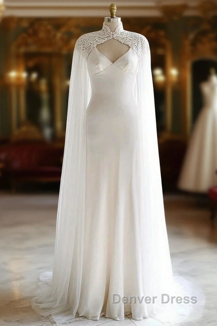 Weitese Dresses Prom Dresses Stores White Bridal Long Tulle Cape Sleeves With Embroidered Lace Appliques Long Wedding Dresses Party Dresses Formal Wear Dresses Main image