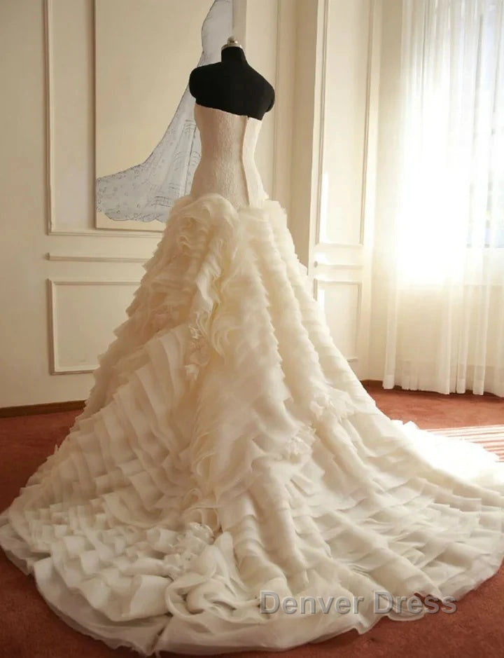 Weitese Formal WomenS Dresses Ivory Elegant Strapless Puffy Tiered Ball Gown Prom Dresses Wedding Dresses Prom Dresses Stores