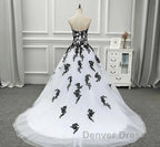 Weitese Formal WomenS Dresses Strapless Beautiful White And Black Long Prom Dresses Ball Gown Wedding Dresses Prom Clothing