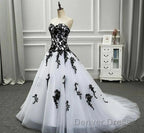 Weitese Formal WomenS Dresses Strapless Beautiful White And Black Long Prom Dresses Ball Gown Wedding Dresses Prom Clothing