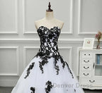 Weitese Formal WomenS Dresses Strapless Beautiful White And Black Long Prom Dresses Ball Gown Wedding Dresses Prom Clothing