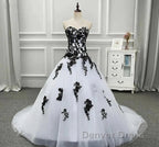 Weitese Formal WomenS Dresses Strapless Beautiful White And Black Long Prom Dresses Ball Gown Wedding Dresses Prom Clothing