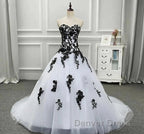 Weitese Prom WomenS Dress Strapless Beautiful White And Black Long Prom Dress Ball Gowns Wedding Dresses Prom Clothing