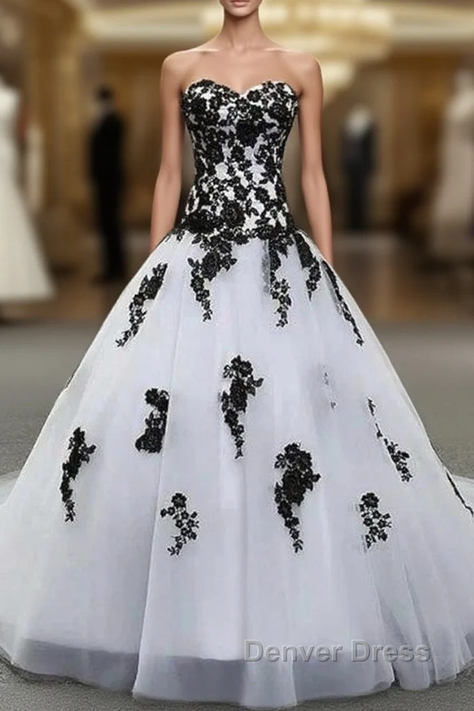 Weitese Formal WomenS Dresses Strapless Beautiful White And Black Long Prom Dresses Ball Gown Wedding Dresses Prom Clothing Main image