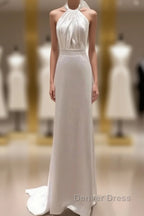 Weitese Formal WomenS Dresses White Halter Light Wedding Dresses Bride Dresses Fishtail Evening Dresses Prom Dresses Stores