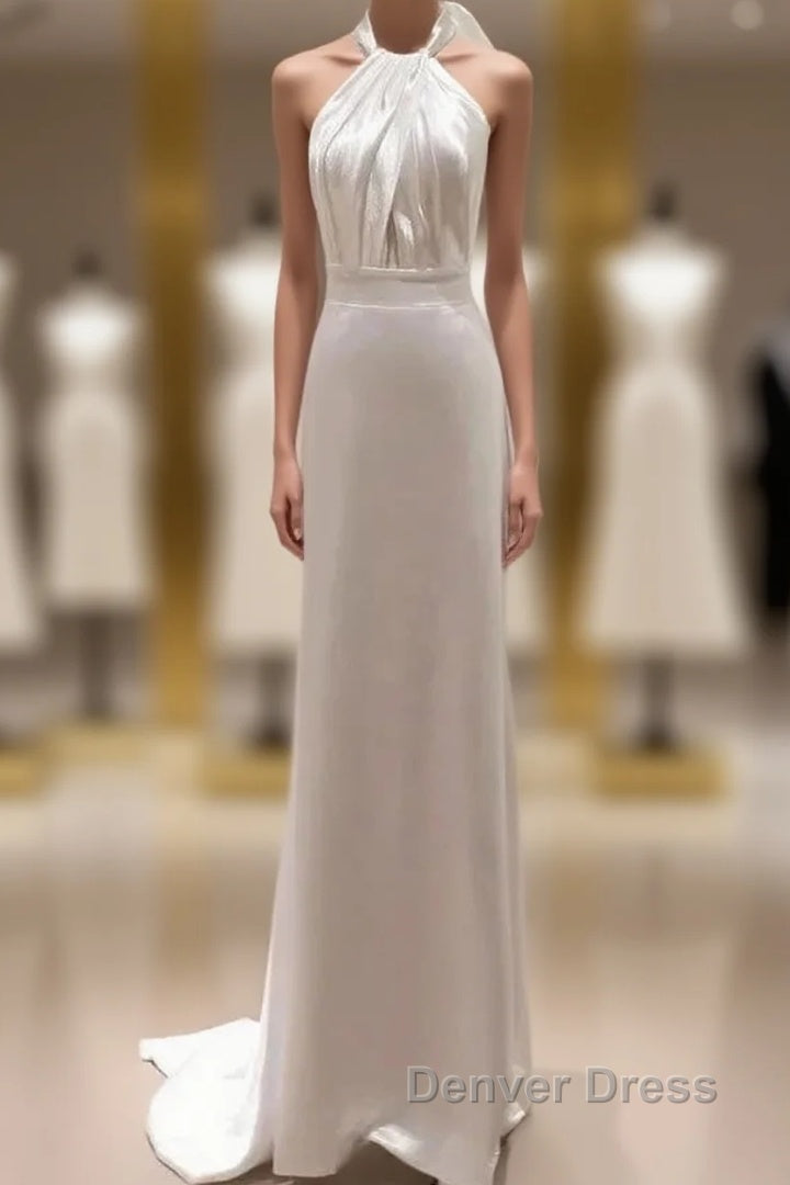 Weitese Prom WomenS Dress White Halter Light Wedding Dress Bride Dress Fishtail Prom Dress Stores