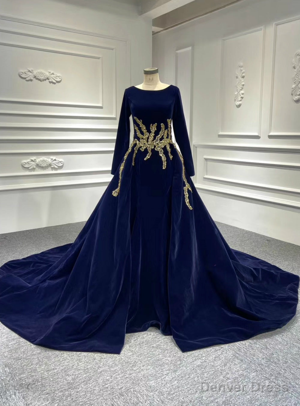 Whether You Are Looking For Blue Ball Gowns Velvet Long Sleeve Appliques Beading Prom Dresses