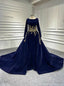 Whether You Are Looking For Blue Ball Gowns Velvet Long Sleeve Appliques Beading Prom Dresses