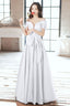 White A-Line Satin Long Prom Dress, White Formal Dress