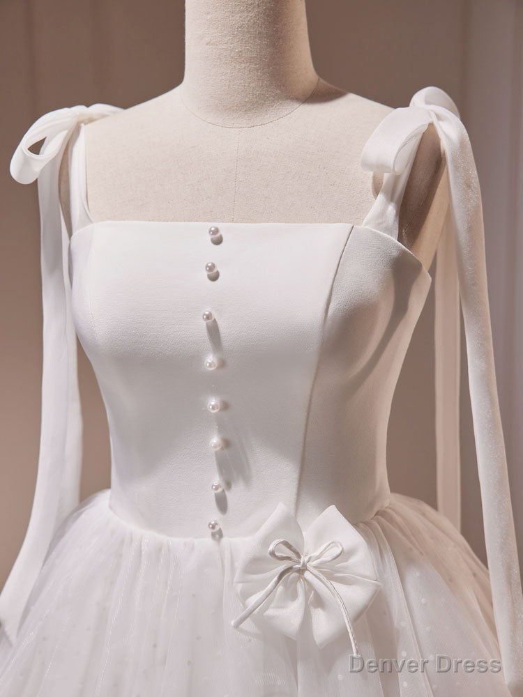 White A Line Tulle Short Prom Dress, Cute White Homecoming Dresses