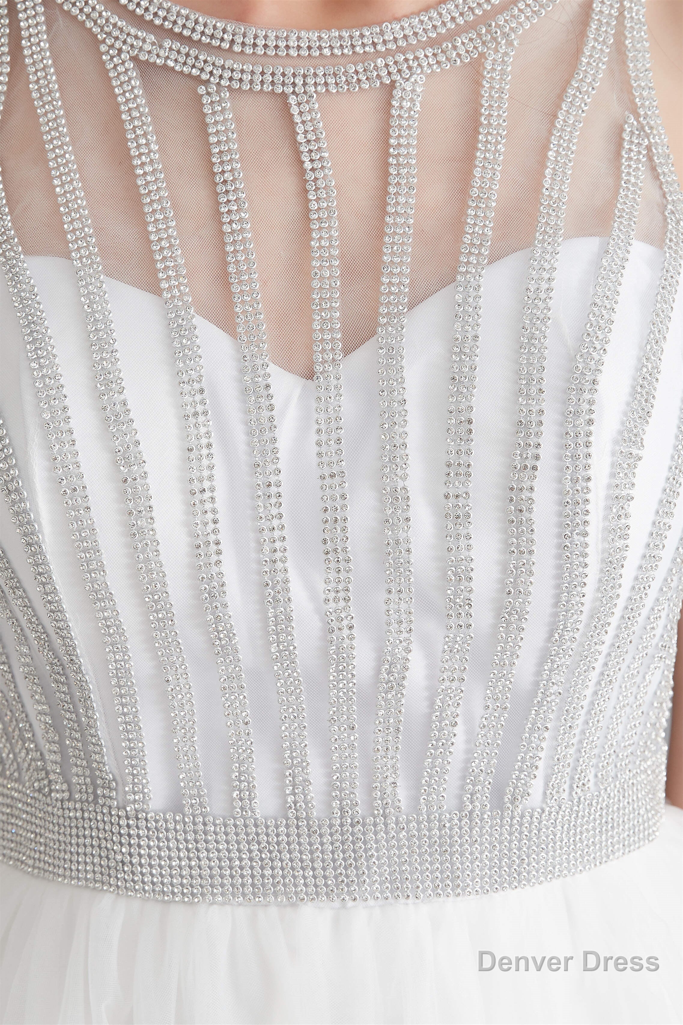 A Line Tulle Sleeveless Beading Homecoming Dresses