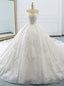 White Ball Gowns Appliques Bateau Backless Wedding Dresses With Train