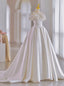 White Ball Gowns Satin Off the Shoulder Flower Wedding Dresses