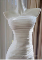 White Bodycon Dresses Strapless Chiffon Long Prom Dresses Simple Evening Dresses