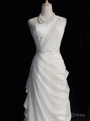 White Bodycon Satin Tulle Long Prom Dress Simple Wedding Dress