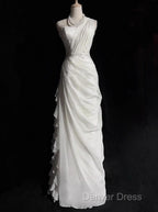 White Bodycon Satin Tulle Long Prom Dresses Simple Wedding Dresses
