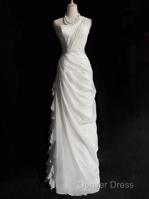 White Bodycon Satin Tulle Long Prom Dresses Simple Wedding Dresses