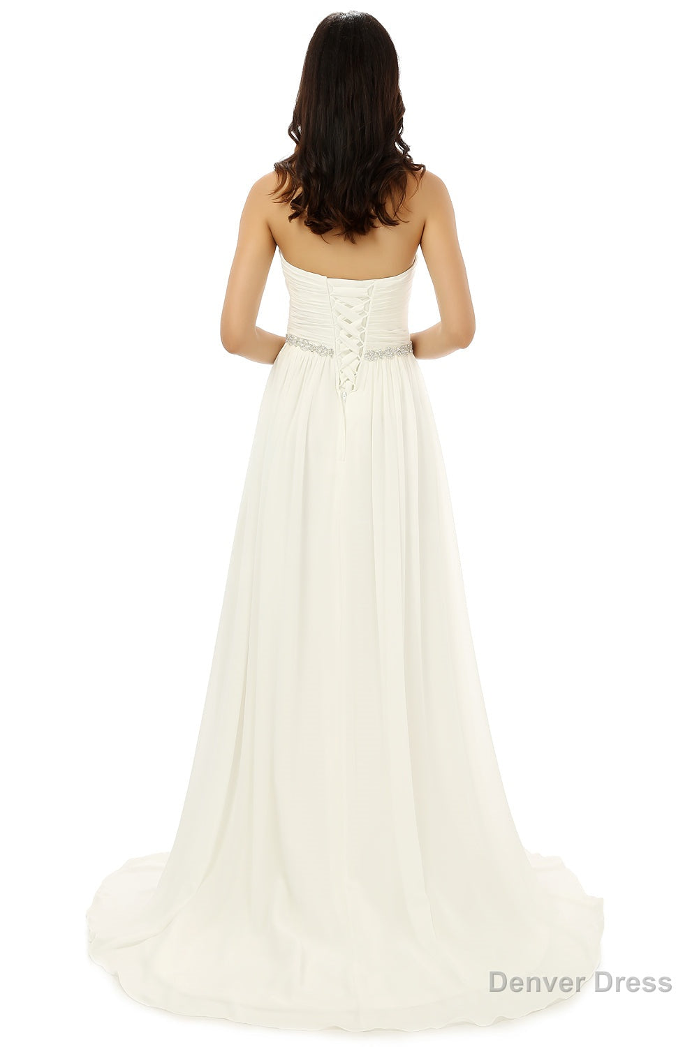 White Chiffon Sweetheart With Beading Pleats Bridesmaid Dresses