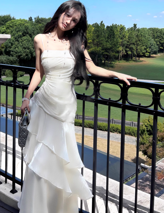 Vintage-Inspired Birthday Prom Dress Under $160 White Ruffled Layered Fairytale Graduation Prom Dresses