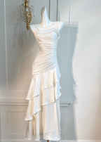 Vintage-Inspired Birthday Prom Dress Under $160 White Ruffled Layered Fairytale Graduation Prom Dresses