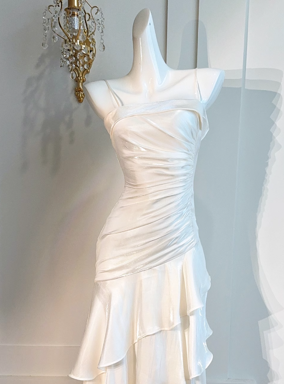 Vintage-Inspired Birthday Prom Dress Under $160 White Ruffled Layered Fairytale Graduation Prom Dresses