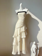 Vintage-Inspired Birthday Prom Dress Under $160 White Ruffled Layered Fairytale Graduation Prom Dresses