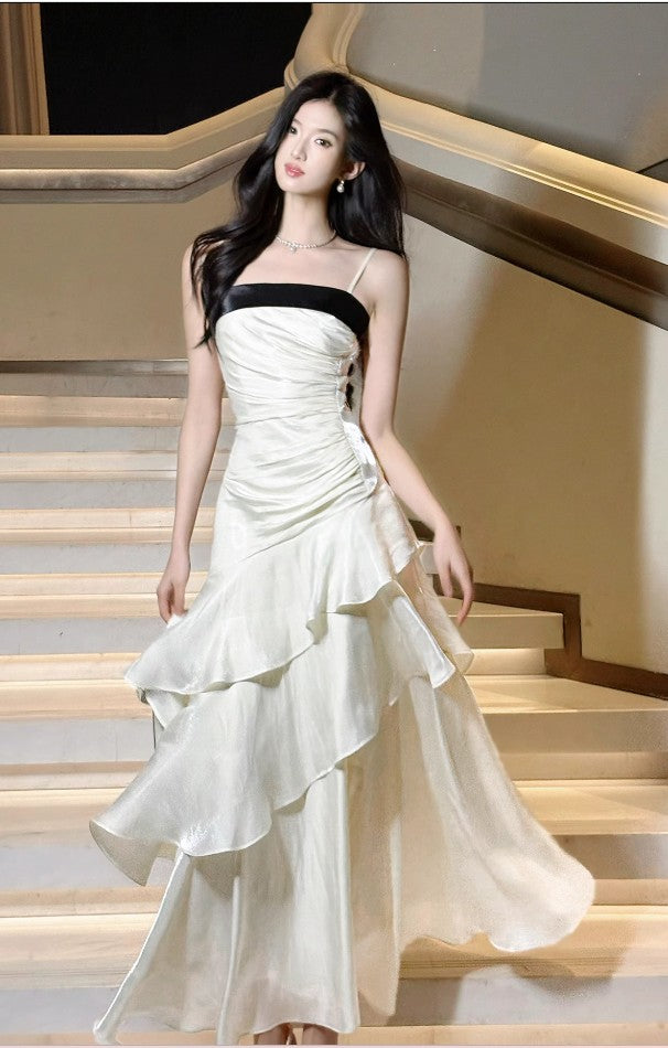 Vintage-Inspired Birthday Prom Dress Under $160 White Ruffled Layered Fairytale Graduation Prom Dresses