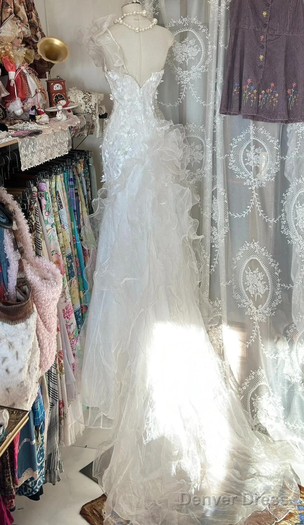 White Gentle Water Gloss Mermaid Sequin Applique Long Prom Dress Gorgeous One Shoulder Wedding Evening Dress