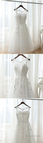 White Graduation Dress, Round Neckline Tea Length Prom Dress, Cute Prom Dresses