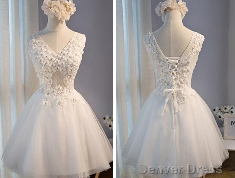 White Graduation Dresses, Short Party Dress, Lovely White Prom Dress