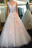 White Lace Prom Gowns, A Line Tulle See Through Prom Dress