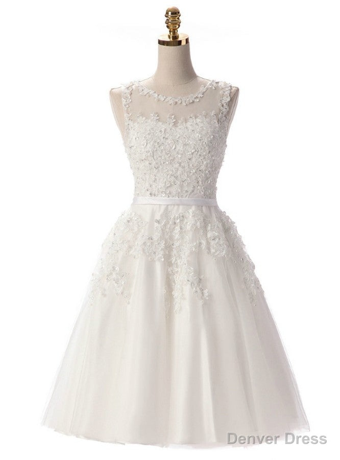 White Lace Short Beaded Homecoming Dresses