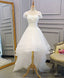 White Lace Tulle High Low Long Wedding Dress, Bridal Dresses