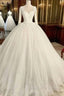 White Lace Tulle Long Prom Dresses, White Lace Wedding Dresses
