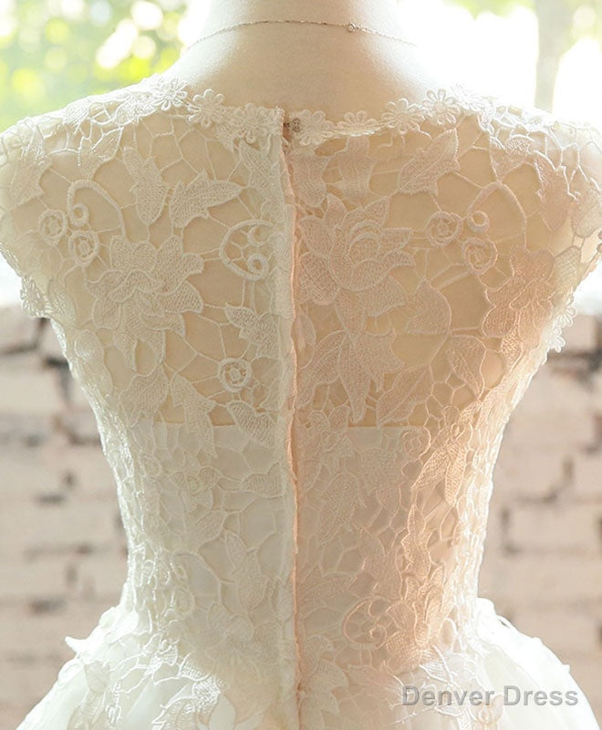 White Lace Tulle Short Prom Dress, Homecoming Dress