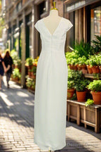 White Long Prom Dress Unique Deep V Chiffon Prom Dresses