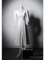 White Long Sleeve V-neck Button Wedding Dress