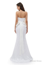 White Mermaid Lace Sweetheart Pleats Belt Wedding Dresses
